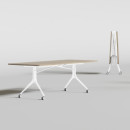 Stół rozkładany Carl Table II – blat MFC 25 mm, zamek zabezpieczający, kółka 65 mm - Kolor: Beżowy - Kolor Stelaża: Biały