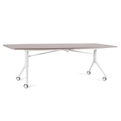 Stół rozkładany Carl Table II – blat MFC 25 mm, zamek zabezpieczający, kółka 65 mm - Kolor: Beżowy - Kolor Stelaża: Biały