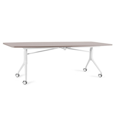 Stół rozkładany Carl Table II – blat MFC 25 mm, zamek zabezpieczający, kółka 65 mm - Kolor: Beżowy - Kolor Stelaża: Biały