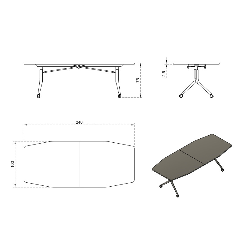 Stół rozkładany Carl Table II – blat MFC 25 mm, zamek zabezpieczający, kółka 65 mm - Kolor: Beżowy - Kolor Stelaża: Biały