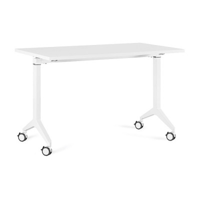 Biurko składane Yumi S – blat MFC 25 mm, kółka 65 mm, 80 kg - Kolor: Biały - Kolor Stelaża: Biały - Rozmiar blatu: 120x70 cm