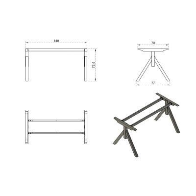 Stelaż MARS MANAGER DESK – metalowy, stopki poziomujące - Kolor Stelaża: Czarny - Szerokość: 140 cm 2