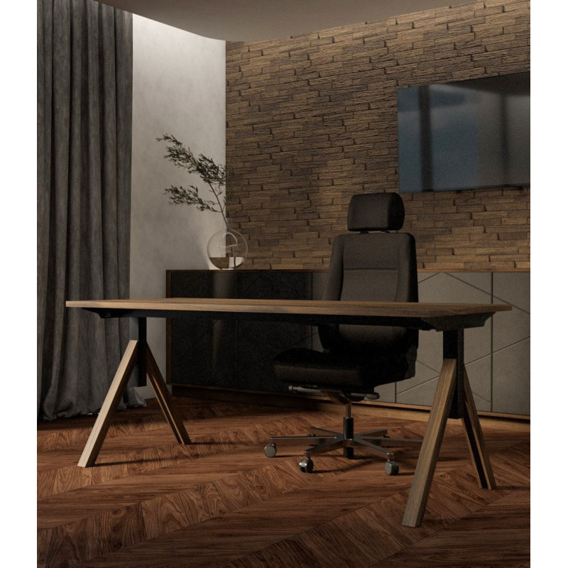 System Biurowy MARS MANAGER DESK – blat MFC 25 mm, orzech - Kolor Stelaża: Czarny - Rozmiar blatu: 180x80 cm - Kolor: Orzech