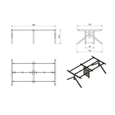 Stelaż MARS WORKSTATION 4 – metalowy, stopki poziomujące 2