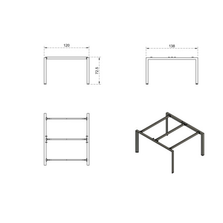 Stelaż PASON WORKSTATION 2 – metal lakierowany, stopki poziomujące - Kolor Stelaża: Biały