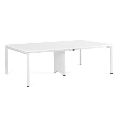 System biurowy PASON WORKSTATION 4 – blat MFC 25 mm, stelaż metalowy - Kolor: Biały - Kolor Stelaża: Biały