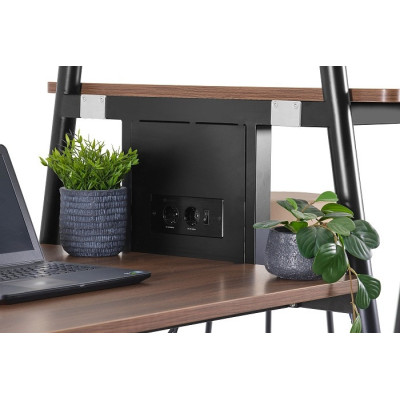 Wyspa pracownicza RS-55 – MFC 25 mm, 2 poziomy, LED, 2 gniazda - Kolor Stelaża: Czarny - Kolor: Orzech 2