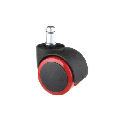 Kółka gumowane CT50-71R do foteli, z czerwoną oponką, miękkie, 5 szt., 50 mm, trzpień 11 mm