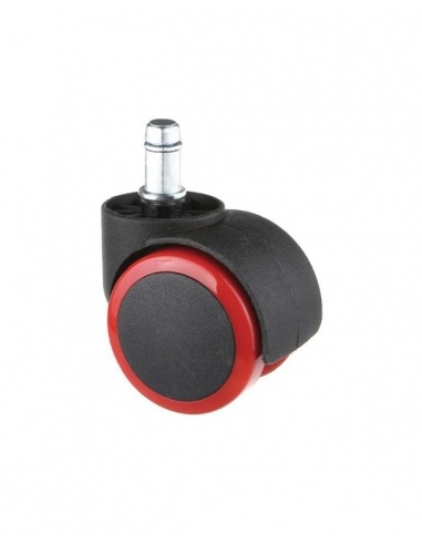 Kółka gumowane CT50-71R do foteli, z czerwoną oponką, miękkie, 5 szt., 50 mm, trzpień 11 mm - 1