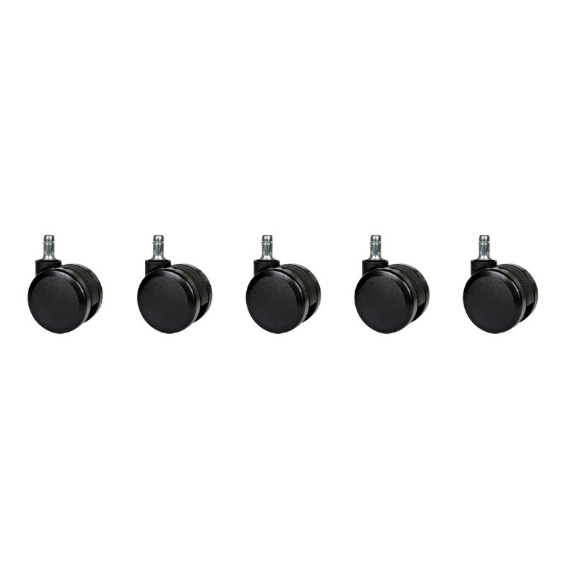Kółka nylonowe CT60-272 do foteli, twarde, 5 szt., 60 mm, trzpień 11 mm
