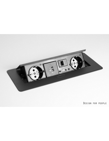 Mediaport YO-602A, 2 gniazda ~250V 16A, HDMI 2.0, RJ45, USB/USB-C - 1
