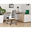Fotel SPINELLY M – mechanizm samoważący Synchro - Kolor Obicia: BL418 Black (Czarny) - Kolor Stelaża: Biały - Rodzaj Obicia: Tkanina BL