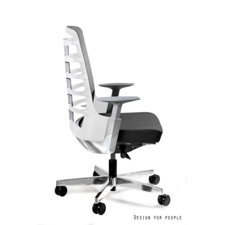 Fotel SPINELLY M – mechanizm samoważący Synchro - Kolor Obicia: BL418 Black (Czarny) - Kolor Stelaża: Biały - Rodzaj Obicia: Tkanina BL