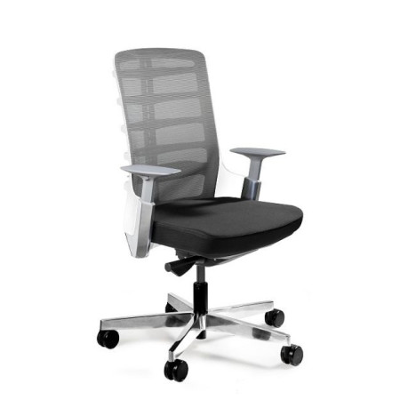 Fotel SPINELLY M – mechanizm samoważący Synchro - Kolor Obicia: BL418 Black (Czarny) - Kolor Stelaża: Biały - Rodzaj Obicia: Tkanina BL