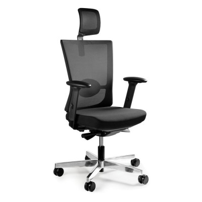 Fotel obrotowy FORTE — siatka, mechanizm SYNCHRON, regulacja podłokietników i zagłówka, 130 kg - Kolor Obicia: BL418 Black (Czarny) - Rodzaj Obicia: Tkanina BL