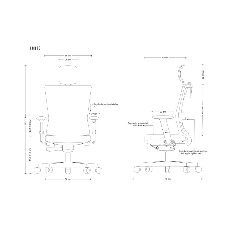 Fotel obrotowy FORTE — siatka, mechanizm SYNCHRON, regulacja podłokietników i zagłówka, 130 kg - Kolor Obicia: BL417 Slategrey (Łupkowo-szary) - Rodzaj Obicia: Tkanina BL