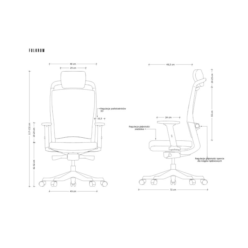 Fotel ergonomiczny FULKRUM — mechanizm SYNCHRON, podłokietniki regulowane, 130 kg - Kolor Siatki: SM03 Niebieski - Kolor Obicia: BL417 Slategrey (Łupkowo-szary) - Rodzaj Obicia: Tkanina BL