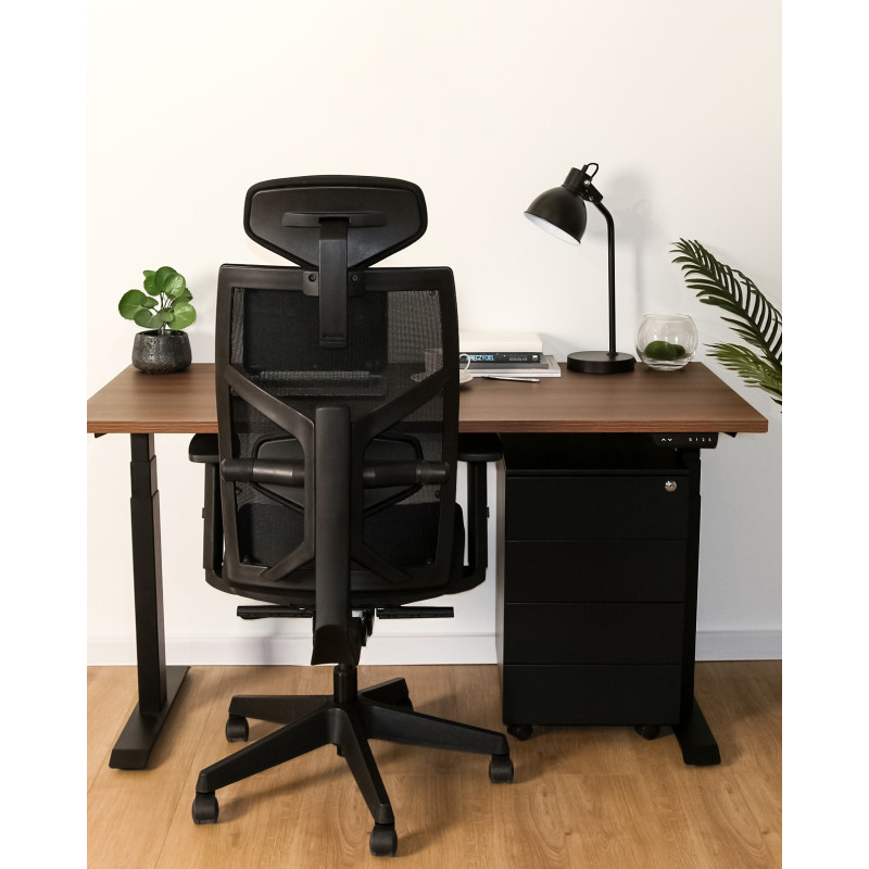 Fotel ergonomiczny TUNE — mechanizm SYNCHRON, podłokietniki 3D, wysuw siedziska, 130 kg - Kolor Obicia: BL418 Black (Czarny) - Kolor Stelaża: Czarny - Rodzaj Obicia: Tkanina BL - Kolor Siatki: AK61 Czarny