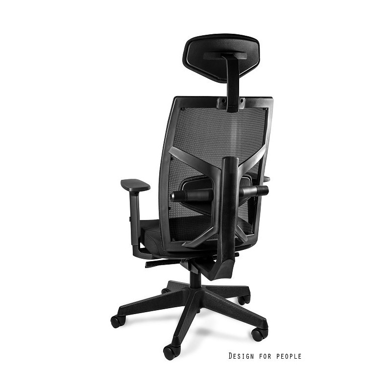 Fotel ergonomiczny TUNE — mechanizm SYNCHRON, podłokietniki 3D, wysuw siedziska, 130 kg - Kolor Obicia: BL418 Black (Czarny) - Kolor Stelaża: Czarny - Rodzaj Obicia: Tkanina BL - Kolor Siatki: AK61 Czarny