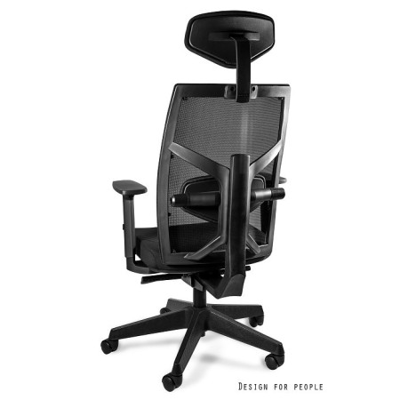 Fotel ergonomiczny TUNE — mechanizm SYNCHRON, podłokietniki 3D, wysuw siedziska, 130 kg - Kolor Obicia: BL418 Black (Czarny) - Kolor Stelaża: Czarny - Rodzaj Obicia: Tkanina BL - Kolor Siatki: AK61 Czarny