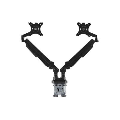 Uchwyt biurkowy DLB851D2 na dwa monitory - aluminiowy, VESA - Kolor: Czarny
