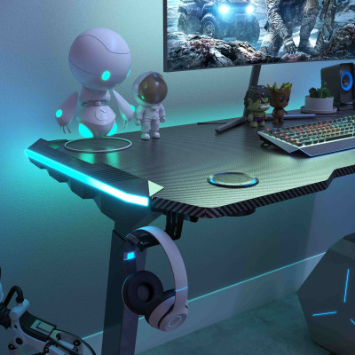 Biurko gamingowe elektryczne V-GAME — regulacja wysokości, RGB, 1220 mm 2