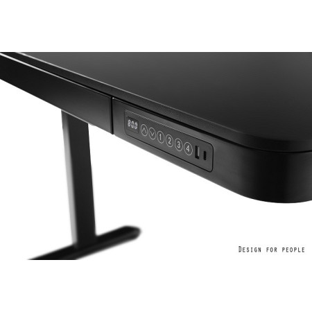 Biurko regulowane elektrycznie VERO – pamięć 4 pozycji, porty USB, udźwig 45 kg