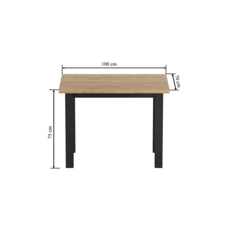 Stół do Jadalni i Salonu Prostokątny NST001 100x70 cm - Kolor: Craft - Czarny