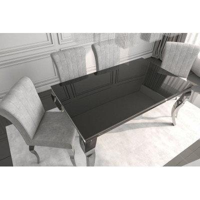 Szklany Stół do Salonu i Jadalni NST017 150×90 cm - Kolor: Czarny - Chrom 2