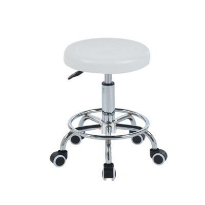 Taboret NTB002 obrotowy z regulacją wysokości 43 cm - Kolor Obicia: Biały