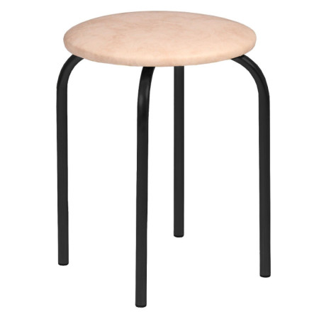 Taboret obrotowy NTB001 - Kolor Stelaża: Czarny - Kolor Obicia: Beżowy
