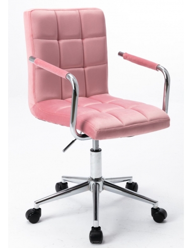 Fotel biurowy NFR034 z tapicerką velvet i podstawą chromowaną - 1