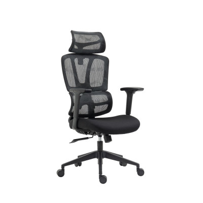 Fotel biurowy obrotowy NFR027 z mechanizmem TILT - Kolor Detali: Czarny - Kolor Obicia: Czarny ST