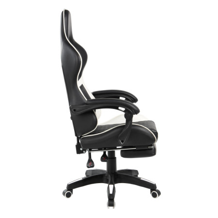Fotel gamingowy obrotowy NFR019 z mechanizmem MultiBlock - Kolor Detali: Biały - Kolor Obicia: Czarny ST