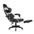 Fotel gamingowy obrotowy NFR019 z mechanizmem MultiBlock - Kolor Detali: Biały - Kolor Obicia: Czarny ST
