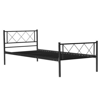 Łóżko metalowe 90x200 z wezgłowiem NLZ017 - Kolor: Czarny - Rozmiar stelaża/materaca: 90 x 200 cm