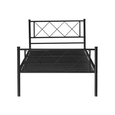 Łóżko metalowe 90x200 z wezgłowiem NLZ017 - Kolor: Czarny - Rozmiar stelaża/materaca: 90 x 200 cm 2