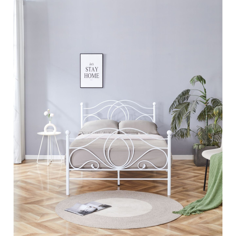 Łóżko metalowe 120x200 NLZ004 - Kolor: Biały - Rozmiar stelaża/materaca: 120 x 200 cm