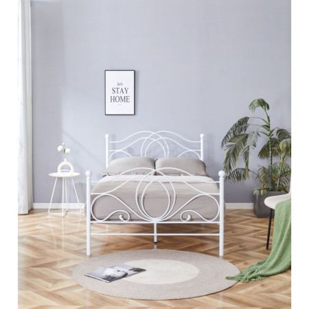 Łóżko metalowe 120x200 NLZ004 - Kolor: Biały - Rozmiar stelaża/materaca: 120 x 200 cm