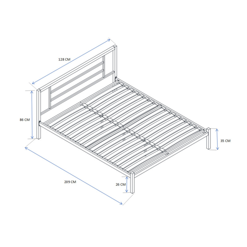 Łóżko metalowe 120x200 NLZ003 - Kolor: Biały - Rozmiar stelaża/materaca: 120 x 200 cm