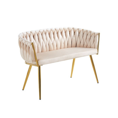 Sofa NSF002 tapicerowana na stelażu chromowanym - Kolor Obicia: Beżowy