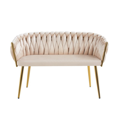 Sofa NSF002 tapicerowana na stelażu chromowanym - Kolor Obicia: Beżowy 2