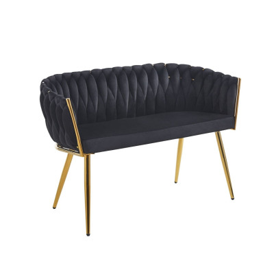Sofa NSF002 tapicerowana na stelażu chromowanym - Kolor Obicia: Czarny ST