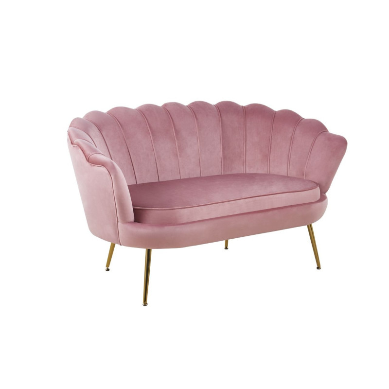 Sofa NSF001 tapicerowana 138x74 cm - Kolor Obicia: Różowy - Kolor Stelaża: Złoty