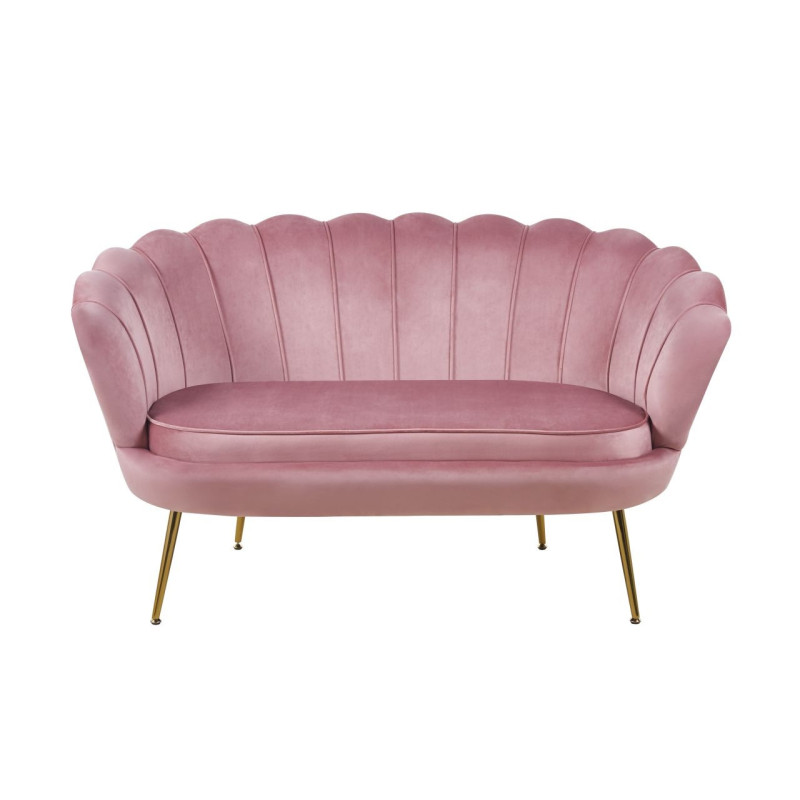 Sofa NSF001 tapicerowana 138x74 cm - Kolor Obicia: Różowy - Kolor Stelaża: Złoty