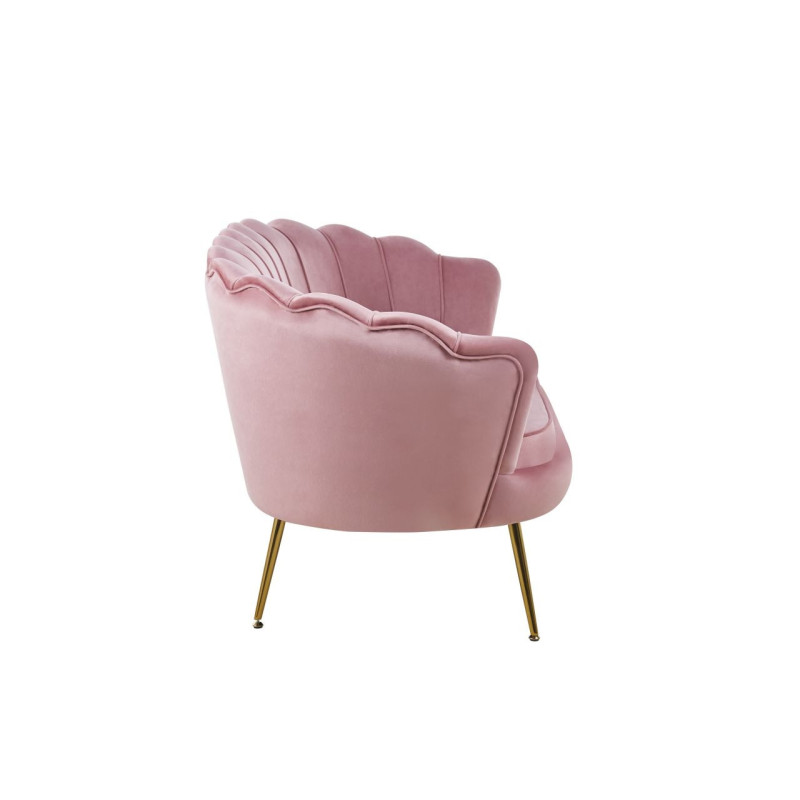 Sofa NSF001 tapicerowana 138x74 cm - Kolor Obicia: Różowy - Kolor Stelaża: Złoty
