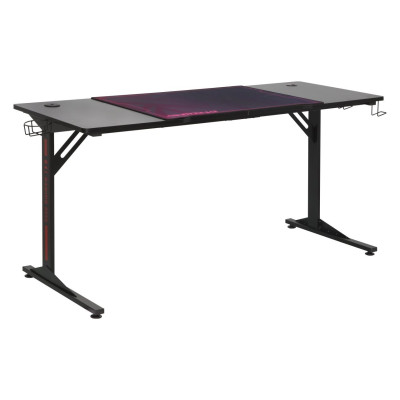 Biurko gamingowe NBI013 z HUB USB i uchwytem na kubek 160×60 cm - Kolor: Czarny