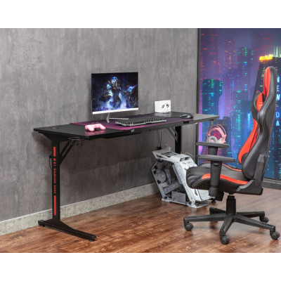 Biurko gamingowe NBI013 z HUB USB i uchwytem na kubek 160×60 cm - Kolor: Czarny 2