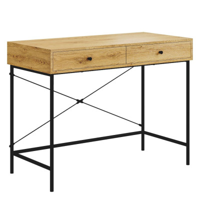 Biurko NBI010 100x48 cm z szufladami - Kolor: Dąb Naturalny - Czarny