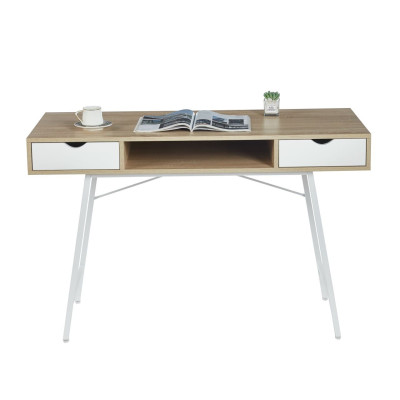 Biurko NBI008 z szufladami i półką 102×41 cm - Kolor: Sonoma - Biały 2